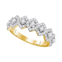 1 CTW Round Diamond Diagonal Square Single Row Ring 14kt Yellow Gold - REF-83H9W