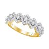 Image 1 : 1 CTW Round Diamond Diagonal Square Single Row Ring 14kt Yellow Gold - REF-83H9W