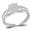 Image 1 : 1/6 CTW Round Diamond Cluster Bridal Wedding Engagement Ring 10kt White Gold - REF-18M3A