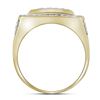 Image 2 : 2 CTW Mens Round Pave-set Diamond Square Frame Cluster Ring 10kt Yellow Gold - REF-113A9N