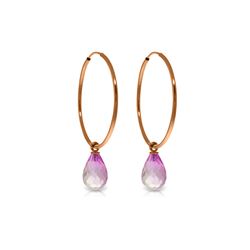 Genuine 4.5 ctw Pink Topaz Earrings 14KT Rose Gold - REF-26W2Y
