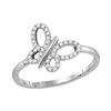 Image 1 : 1/6 CTW Round Diamond Butterfly Bug Fashion Ring 10kt White Gold - REF-19N2Y