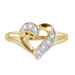 1/20 CTW Round Diamond Heart Ring 10kt Yellow Gold - REF-10Y8X