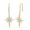 Image 1 : 1/6 CTW Round Diamond Starburst Dangle Earrings 10kt Yellow Gold - REF-14W4F