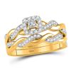 Image 1 : 1/3 CTW Princess Diamond Bridal Wedding Engagement Ring 10kt Yellow Gold - REF-34W8F