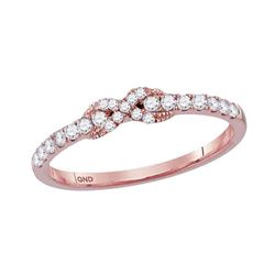1/4 CTW Round Diamond Infinity Knot Stackable Ring 10kt Rose Gold - REF-18X3T