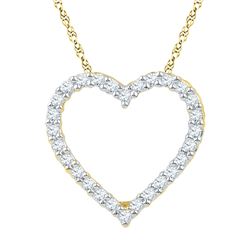 1/4 CTW Round Diamond Heart Pendant 10kt Yellow Gold - REF-16X8T