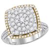 Image 1 : 1 & 3/8 CTW Round Diamond Square Cluster Ring 14kt Two-tone Gold - REF-105F6M