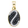 Image 1 : 1/4 CTW Round Black Color Enhanced Diamond Oval Stripe Cluster Pendant 10kt Yellow Gold - REF-13K2R