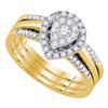 Image 1 : 1/2 CTW Diamond Teardrop Cluster Bridal Wedding Engagement Ring 14kt Yellow Gold - REF-60Y3X