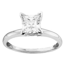 1/4 CTW Princess Diamond Solitaire Bridal Wedding Engagement Ring 14kt White Gold - REF-33R3H