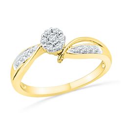 1/5 CTW Round Diamond Cluster Bridal Wedding Engagement Ring 10kt Yellow Gold - REF-19K2R