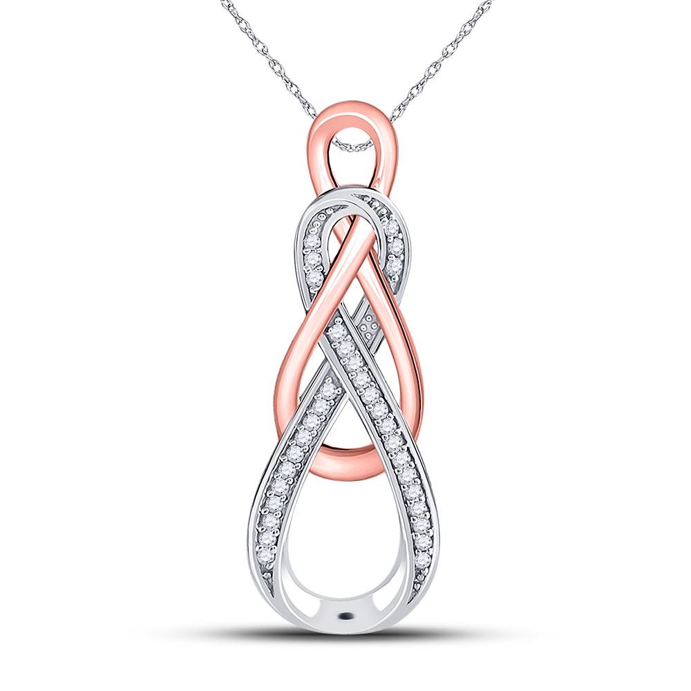 1/10 CTW Round Diamond Double Infinity Pendant 10kt Two-tone Gold - REF ...