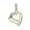 Image 1 : 1/5 CTW Round Diamond Heart Pendant 10kt Two-tone Gold - REF-15W3F