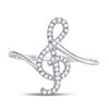 Image 2 : 1/6 CTW Round Diamond Treble Clef Music Note Fashion Ring 10kt White Gold - REF-15X5T