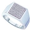 Image 1 : 1/3 CTW Mens Round Pave-set Diamond Square Cluster Ring 10kt White Gold - REF-39T6K
