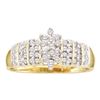 Image 1 : 1/4 CTW Round Prong-set Diamond Oval Cluster Ring 14kt Yellow Gold - REF-21W5F