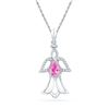 Image 1 : 5/8 CTW Pear Lab-Created Pink Sapphire Angel Pendant 10kt White Gold - REF-11R9H