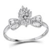 Image 2 : 1/10 CTW Round Prong-set Diamond Oval Cluster Baguette Ring 10kt White Gold - REF-10T2K