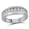Image 1 : 1 CTW Mens Round Diamond Single Row Wedding Ring 10kt White Gold - REF-81X5T