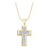 Image 1 : 1/4 CTW Princess Diamond Cross Religious Pendant 14kt Yellow Gold - REF-21K5R