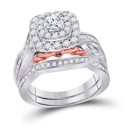 1 CTW Round Diamond Bridal Wedding Engagement Ring 14kt Two-tone Gold - REF-128H9W