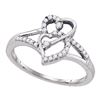 Image 1 : 1/6 CTW Round Diamond Double Heart Promise Bridal Ring 10kt White Gold - REF-15Y5X
