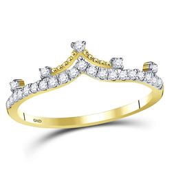 1/5 CTW Round Diamond Crown Tiara Fashion Ring 10kt Yellow Gold - REF-15T5K