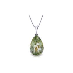 Genuine 5 ctw Green Amethyst Necklace 14KT White Gold - REF-30F3Z