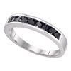 Image 1 : 1/2 CTW Mens Round Black Color Enhanced Diamond Wedding Ring 10kt White Gold - REF-16W8F