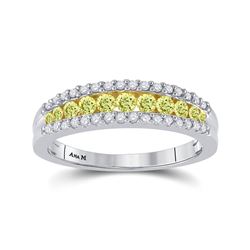 1/2 CTW Round Yellow Diamond Ring 14kt White Gold - REF-47H9W
