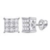 Image 1 : 1/6 CTW Round Diamond Square Cluster Earrings 10kt White Gold - REF-11A9N