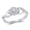 Image 1 : 1/6 CTW Round Diamond Cluster Heart Promise Bridal Ring 10kt White Gold - REF-15M5A
