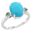 Image 1 : 2.64 CTW Turquoise & Green Sapphire Ring 10K White Gold - REF-30M5A