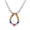 Image 1 : 10.13 CTW Multi-Color Sapphire & Diamond Necklace 18K White Gold - REF-498R7K