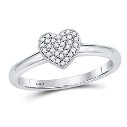 1/10 CTW Round Diamond Heart Cluster Ring 10kt White Gold - REF-13X2T