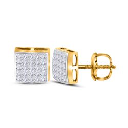5/8 CTW Princess Diamond Square Earrings 14kt Yellow Gold - REF-35M9A