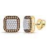 Image 1 : 1 CTW Round Brown Diamond Square Frame Cluster Earrings 10kt Yellow Gold - REF-30F3M