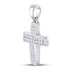 Image 2 : 1/2 CTW Princess Diamond Religious Cross Pendant 10kt White Gold - REF-33T3K