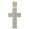 Image 1 : 1/4 CTW Mens Round Diamond Cross Charm Pendant 10kt Yellow Gold - REF-21F5M