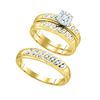 Image 1 : 1/3 CTW Round Diamond Matching Trio Mens Wedding Bridal Ring 10kt Yellow Gold - REF-38M4A
