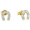 Image 1 : 1/20 CTW Round Diamond Horseshoe Earrings 10kt Yellow Gold - REF-7W5F
