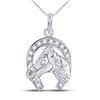 Image 1 : 1/10 CTW Round Diamond Lucky Horseshoe Charm Pendant 10kt White Gold - REF-10W8F