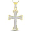 Image 1 : 3/4 CTW Mens Round Diamond Flared Cross Charm Pendant 10kt Yellow Gold - REF-71T9K