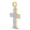 Image 2 : 1 & 1/2 CTW Mens Round Diamond Cross Charm Pendant 14kt Yellow Gold - REF-120X3T