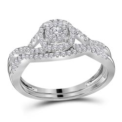 1/2 CTW Diamond Round Bridal Wedding Engagement Ring 14kt White Gold - REF-54M3A