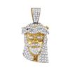 Image 1 : 3/4 CTW Mens Round Diamond Jesus Face Charm Pendant 10kt Yellow Gold - REF-39Y6X