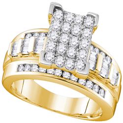 1 CTW Round Diamond Cinderella Cluster Bridal Wedding Engagement Ring 10kt Yellow Gold - REF-63F3M