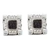 Image 1 : 1/3 CTW Mens Round Black Color Enhanced Diamond 3D Cube Square Earrings 10kt White Gold - REF-21Y5X