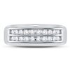Image 2 : 1/4 CTW Mens Round Diamond Wedding 2-Row Ring 10kt White Gold - REF-22A8N
